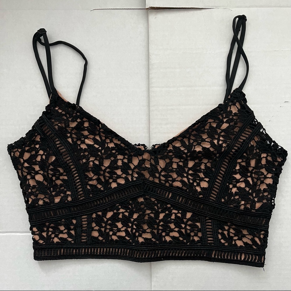 Kendall & Kylie Black Lace Crop Tank